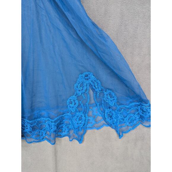 Vintage Fredericks of Hollywood Blue Lace Nighty Teddy Medium - Picture 2 of 8